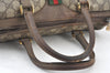 Authentic GUCCI Web Sherry Line Hand Boston Bag GG PVC Leather Brown 2410H