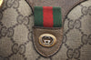 Authentic GUCCI Web Sherry Line Hand Boston Bag GG PVC Leather Brown 2410H