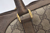 Authentic GUCCI Web Sherry Line Hand Boston Bag GG PVC Leather Brown 2410H