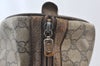 Authentic GUCCI Web Sherry Line Hand Boston Bag GG PVC Leather Brown 2410H