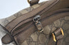 Authentic GUCCI Web Sherry Line Hand Boston Bag GG PVC Leather Brown 2410H