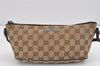 Authentic GUCCI Hand Bag Pouch Purse GG Canvas Leather 07198 Brown Junk 2410K