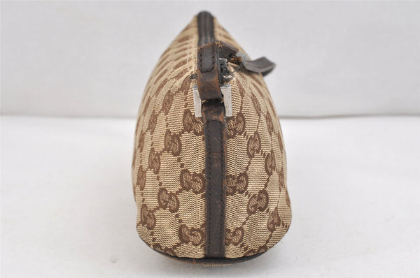 Authentic GUCCI Hand Bag Pouch Purse GG Canvas Leather 07198 Brown Junk 2410K