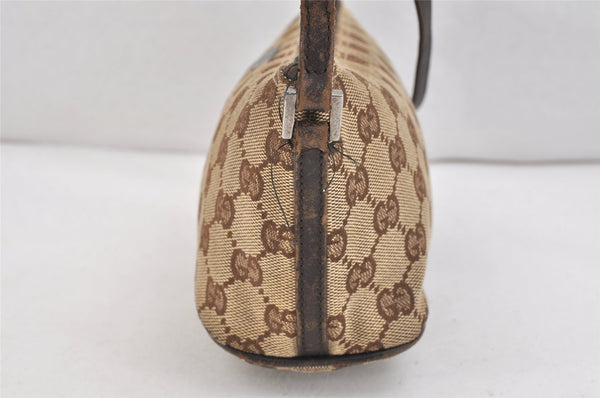 Authentic GUCCI Hand Bag Pouch Purse GG Canvas Leather 07198 Brown Junk 2410K