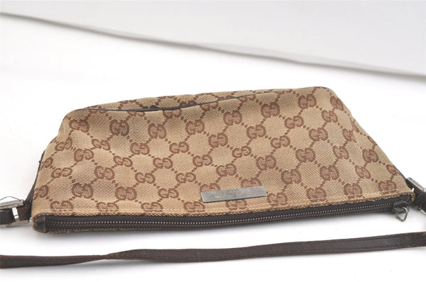 Authentic GUCCI Hand Bag Pouch Purse GG Canvas Leather 07198 Brown Junk 2410K