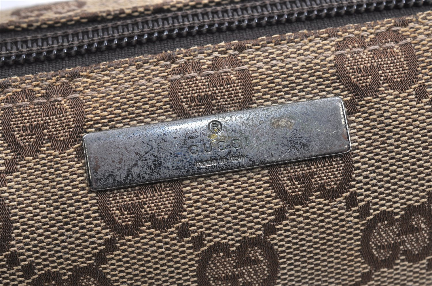 Authentic GUCCI Hand Bag Pouch Purse GG Canvas Leather 07198 Brown Junk 2410K