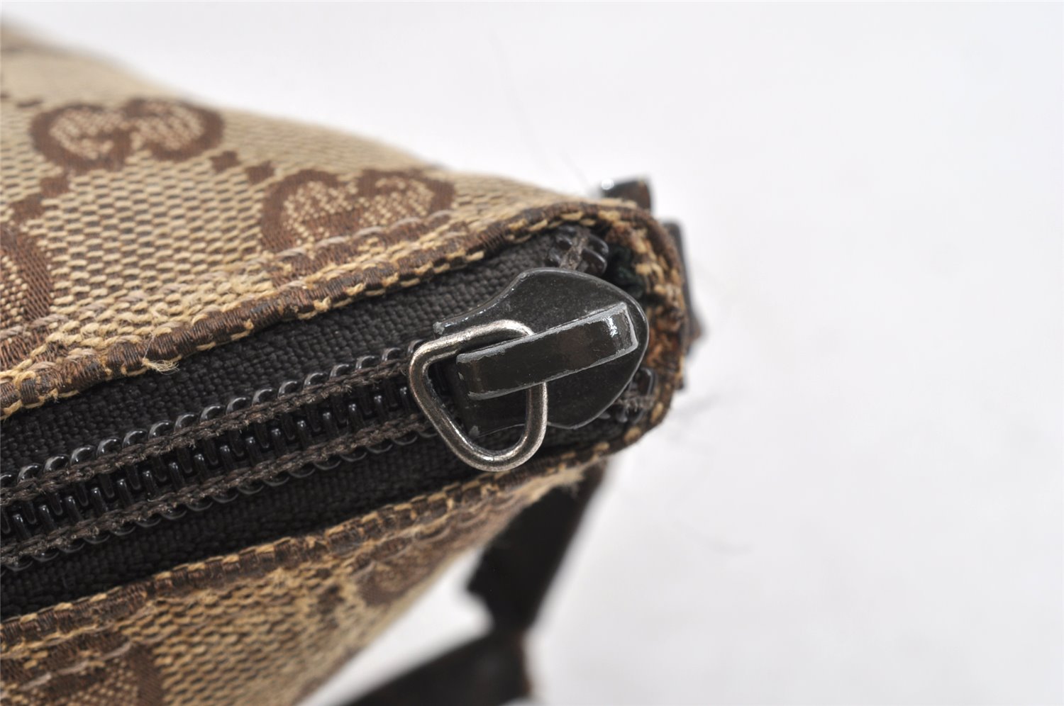 Authentic GUCCI Hand Bag Pouch Purse GG Canvas Leather 07198 Brown Junk 2410K