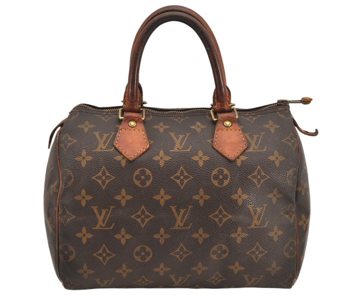 Authentic Louis Vuitton Monogram Speedy 25 Boston Hand Bag M41528 LV 2412K