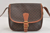 Authentic CELINE Macadam Blason Shoulder Cross Body Bag PVC Leather Brown 2414K