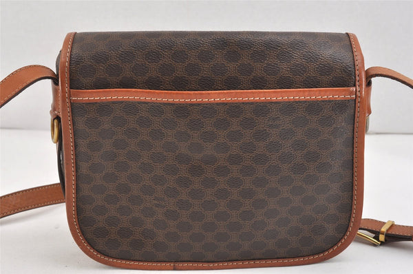 Authentic CELINE Macadam Blason Shoulder Cross Body Bag PVC Leather Brown 2414K