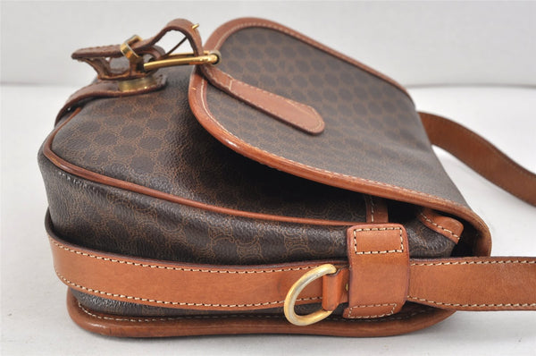 Authentic CELINE Macadam Blason Shoulder Cross Body Bag PVC Leather Brown 2414K