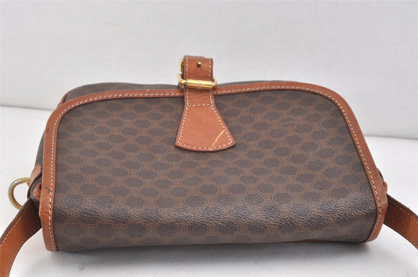 Authentic CELINE Macadam Blason Shoulder Cross Body Bag PVC Leather Brown 2414K