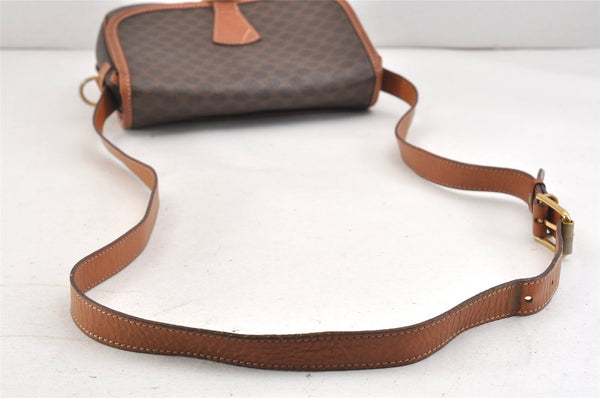 Authentic CELINE Macadam Blason Shoulder Cross Body Bag PVC Leather Brown 2414K