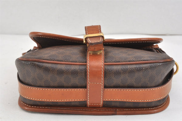 Authentic CELINE Macadam Blason Shoulder Cross Body Bag PVC Leather Brown 2414K