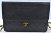 Auth CHANEL Lamb Skin Matelasse Chain Shoulder Bag Purse Black CC Junk 2415I