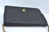 Auth CHANEL Lamb Skin Matelasse Chain Shoulder Bag Purse Black CC Junk 2415I