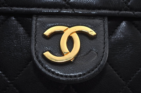 Auth CHANEL Lamb Skin Matelasse Chain Shoulder Bag Purse Black CC Junk 2415I