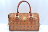 Authentic MCM Vintage Visetos Leather 2Way Shoulder Hand Bag Brown 2415J