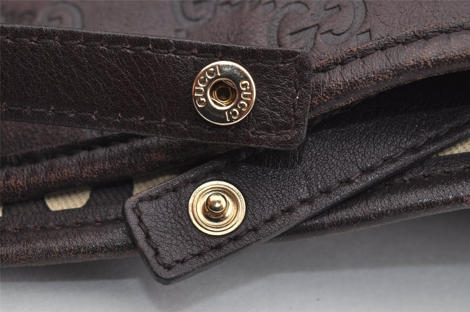 Authentic GUCCI Guccissima Abbey Shoulder Tote Bag GG Leather 130736 Brown 2416I