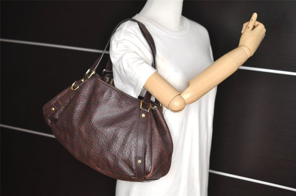 Authentic GUCCI Guccissima Abbey Shoulder Tote Bag GG Leather 130736 Brown 2416I