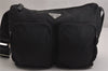 Authentic PRADA Nylon Tessuto Leather Shoulder Cross Body Bag Purse Black 2416J