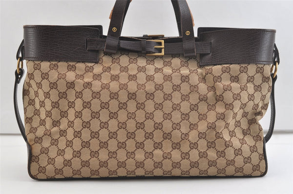 Authentic GUCCI Vintage Shoulder Tote Bag GG Canvas Leather 106251 Brown 2416K