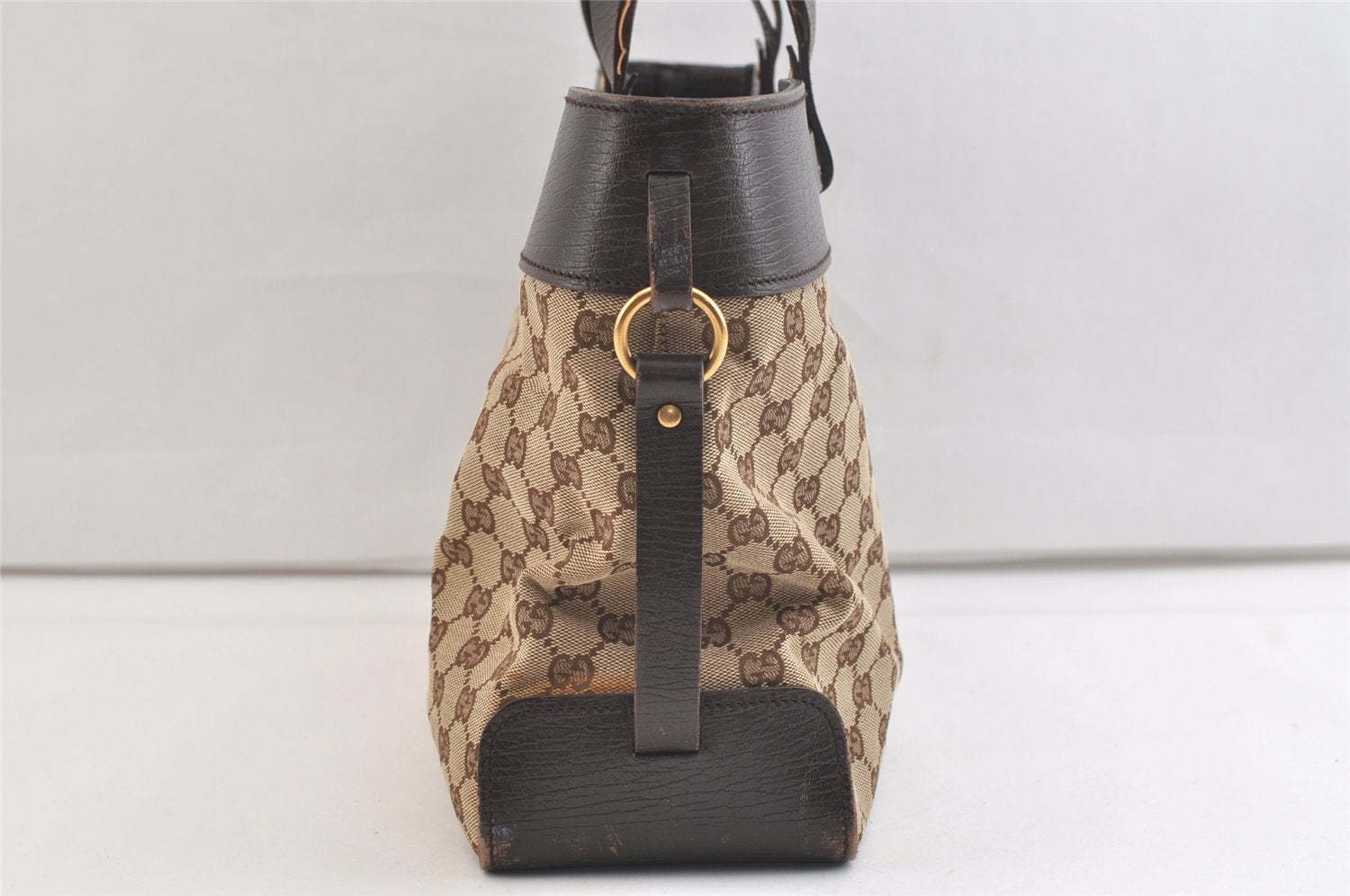Authentic GUCCI Vintage Shoulder Tote Bag GG Canvas Leather 106251 Brown 2416K