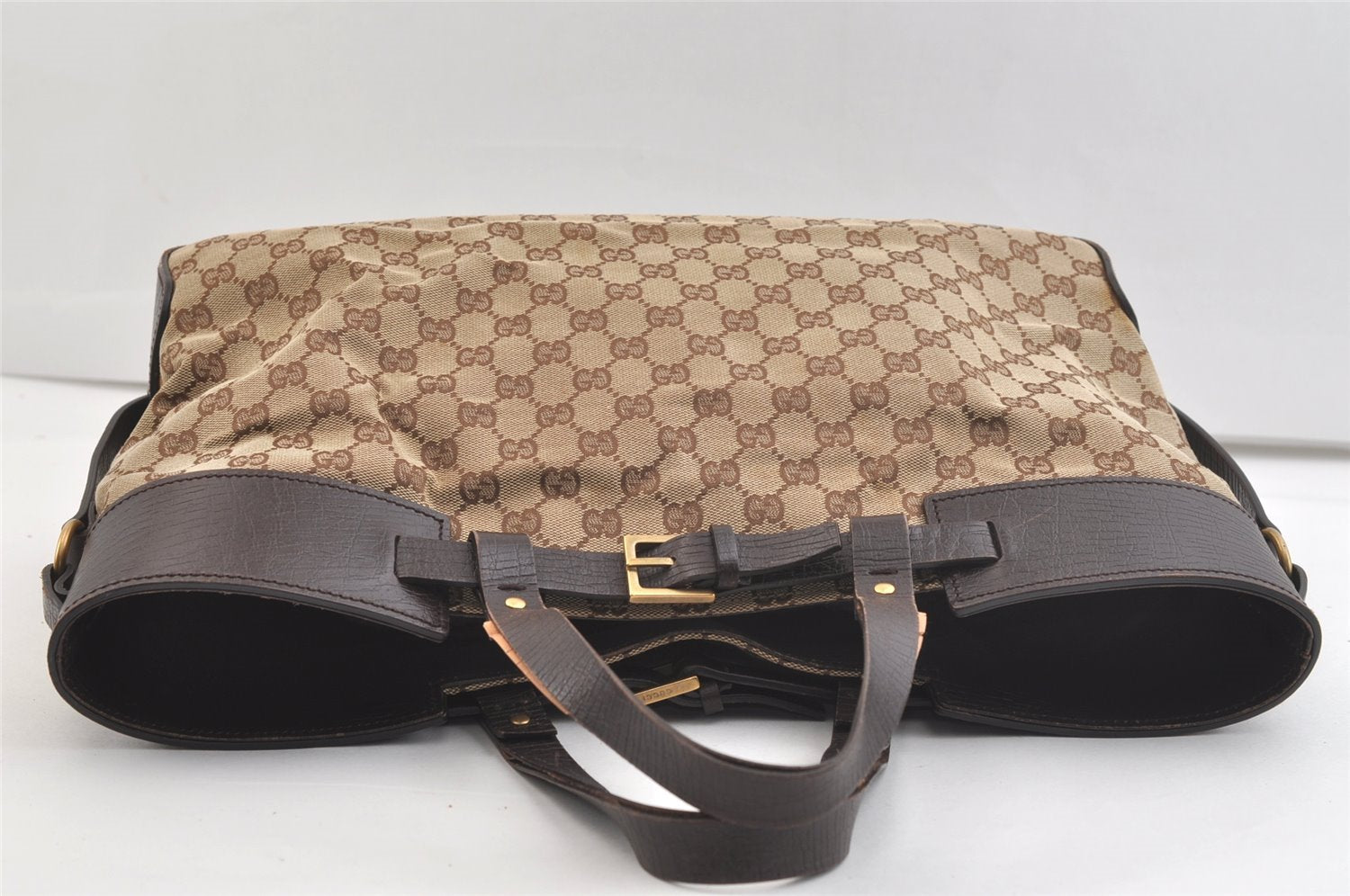 Authentic GUCCI Vintage Shoulder Tote Bag GG Canvas Leather 106251 Brown 2416K