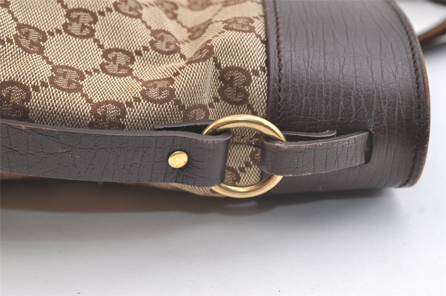 Authentic GUCCI Vintage Shoulder Tote Bag GG Canvas Leather 106251 Brown 2416K