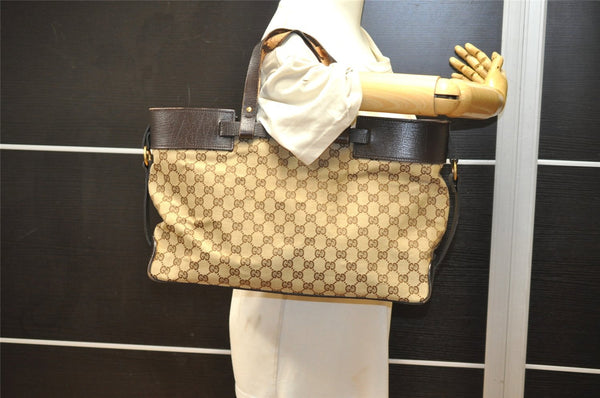 Authentic GUCCI Vintage Shoulder Tote Bag GG Canvas Leather 106251 Brown 2416K