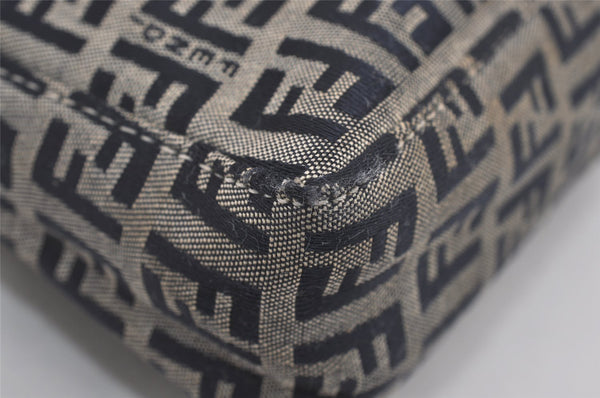 Authentic FENDI Zucchino Shoulder Hand Bag Purse Canvas Leather Navy Blue 2417I