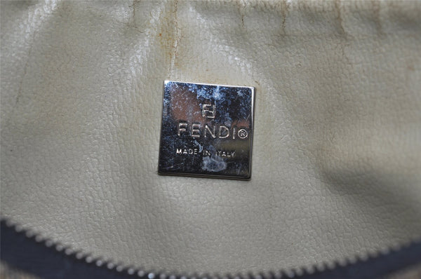 Authentic FENDI Zucchino Shoulder Hand Bag Purse Canvas Leather Navy Blue 2417I