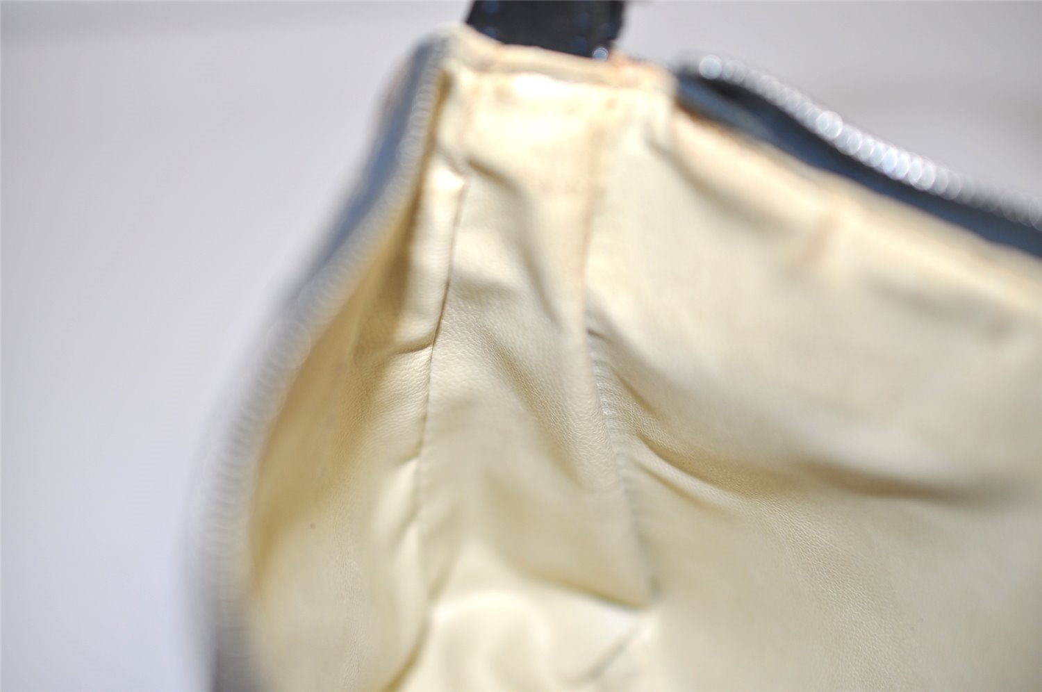 Authentic FENDI Zucchino Shoulder Hand Bag Purse Canvas Leather Navy Blue 2417I