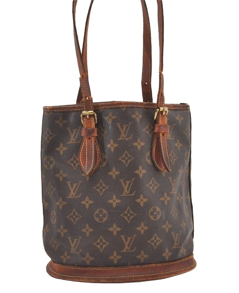 Authentic Louis Vuitton Monogram Bucket PM Shoulder Tote Bag M42238 Junk 2418J