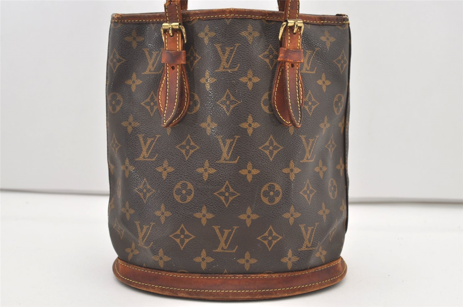 Authentic Louis Vuitton Monogram Bucket PM Shoulder Tote Bag M42238 Junk 2418J