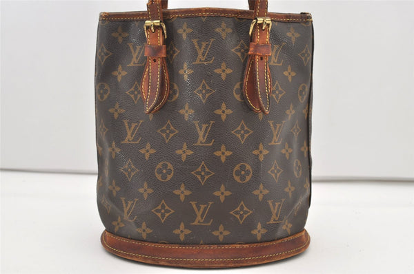 Authentic Louis Vuitton Monogram Bucket PM Shoulder Tote Bag M42238 Junk 2418J