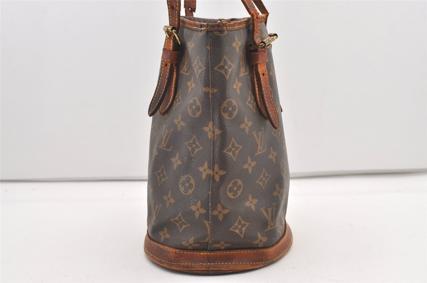 Authentic Louis Vuitton Monogram Bucket PM Shoulder Tote Bag M42238 Junk 2418J