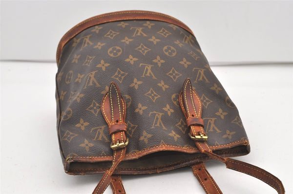 Authentic Louis Vuitton Monogram Bucket PM Shoulder Tote Bag M42238 Junk 2418J