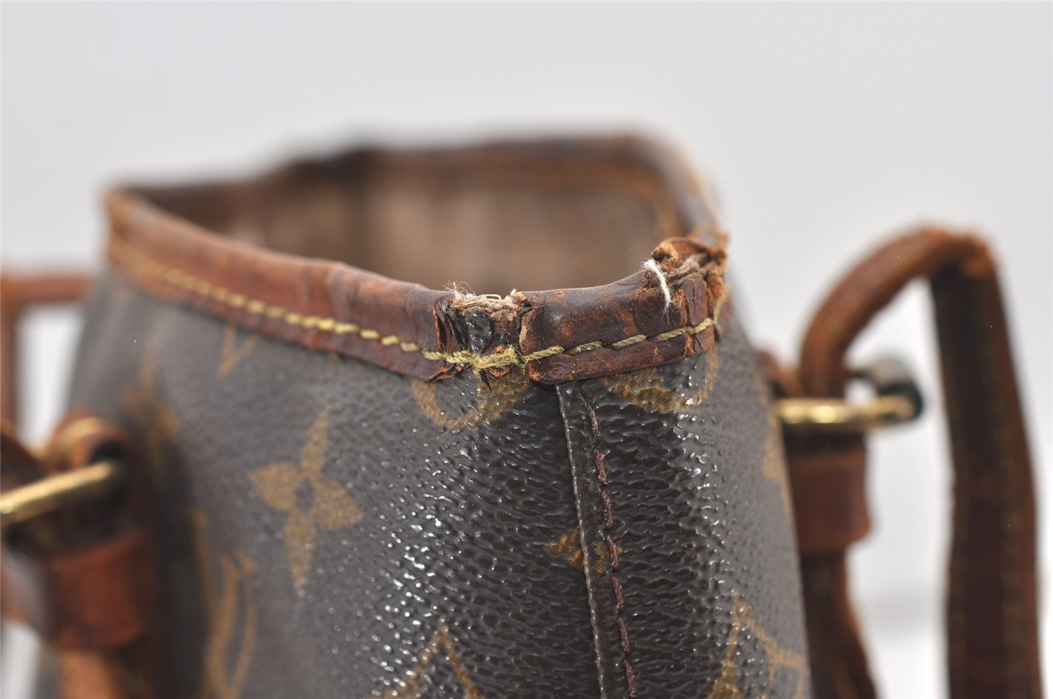 Authentic Louis Vuitton Monogram Bucket PM Shoulder Tote Bag M42238 Junk 2418J