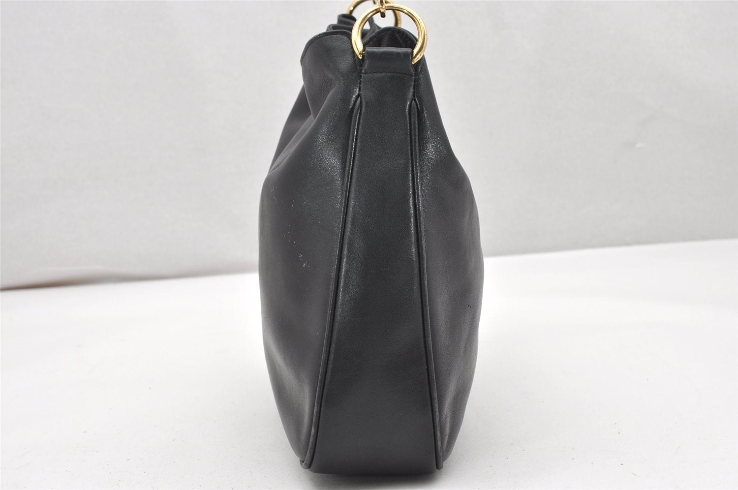 Authentic GUCCI Bamboo 2Way Shoulder Hand Bag Leather Black Junk 2418K