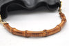 Authentic GUCCI Bamboo 2Way Shoulder Hand Bag Leather Black Junk 2418K