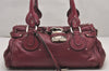 Authentic Chloe Paddington Vintage Leather Shoulder Hand Bag Purple 2420J