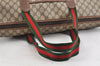 Authentic GUCCI Web Sherry Line Travel Boston Bag GG PVC Leather Brown 2420K