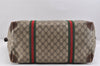 Authentic GUCCI Web Sherry Line Travel Boston Bag GG PVC Leather Brown 2420K