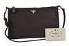 Authentic PRADA Tessuto Vitel Nylon Leather Shoulder Hand Bag BR0351 Brown 2422J