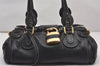 Authentic Chloe Vintage Paddington Leather Shoulder Hand Bag Black 2423J