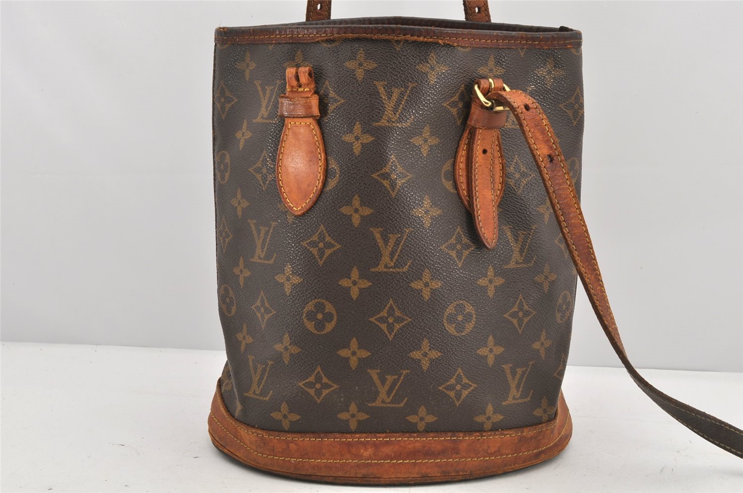 Authentic Louis Vuitton Monogram Bucket PM Shoulder Tote Bag M42238 Junk 2423K