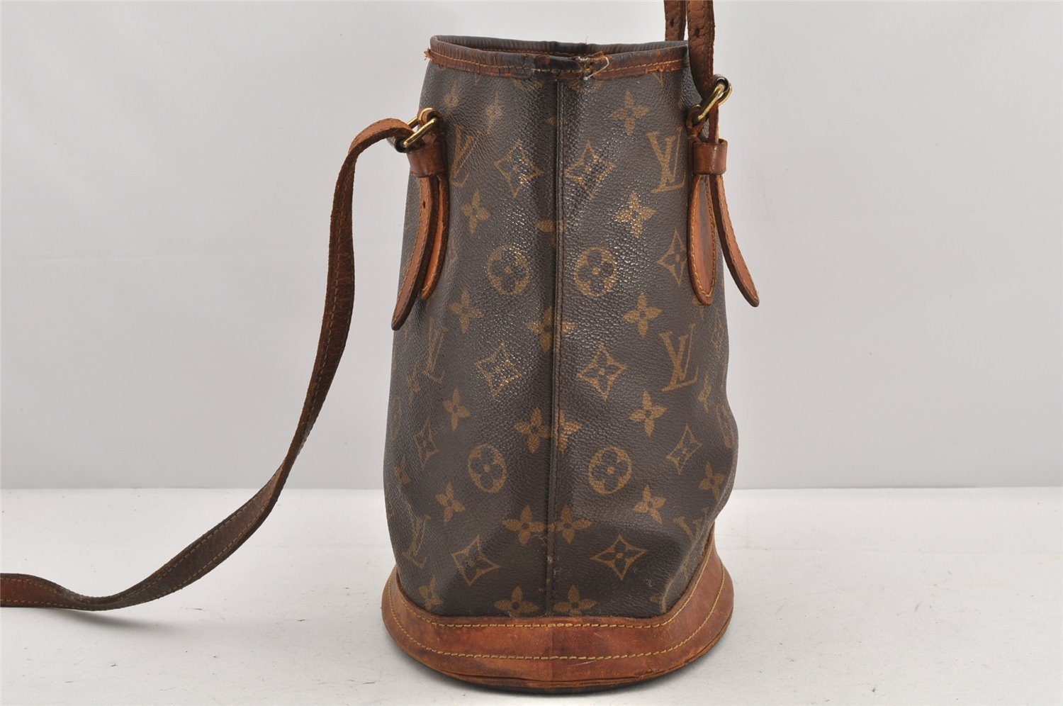 Authentic Louis Vuitton Monogram Bucket PM Shoulder Tote Bag M42238 Junk 2423K