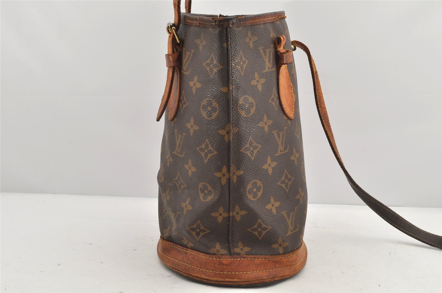 Authentic Louis Vuitton Monogram Bucket PM Shoulder Tote Bag M42238 Junk 2423K