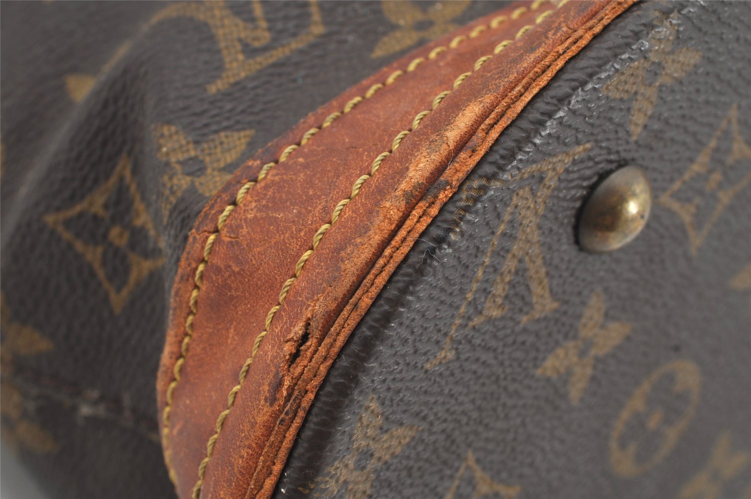 Authentic Louis Vuitton Monogram Bucket PM Shoulder Tote Bag M42238 Junk 2423K